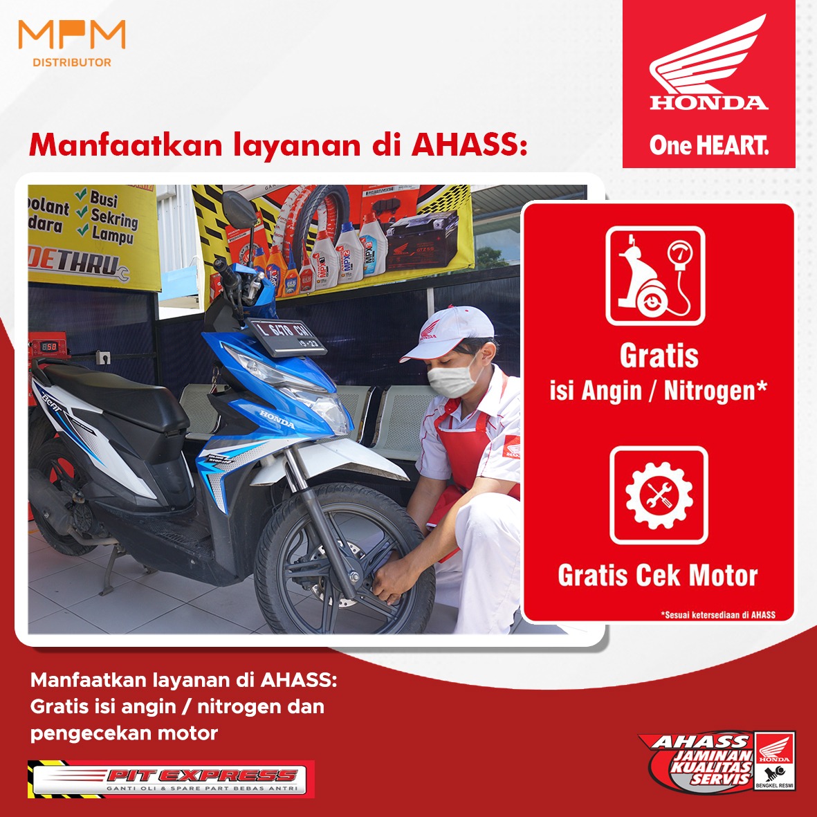 Cek Motor Honda Gratis, Di Bengkel AHASS Honda Jatim NTT Aja.